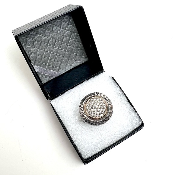 NATURAL DIAMOND & 925 STERLING SILVER UNISEX STATMENT RING JEWELRY